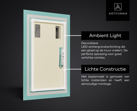 Verticaal moderne badkamer spiegel met LED-verlichting L15 #3